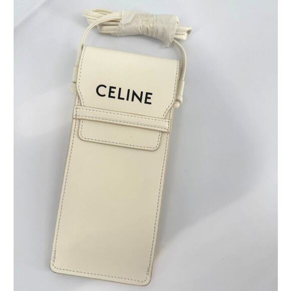 Celine White Leather Logo Sunglasses Cellphone Pouch - Picture 2 of 6